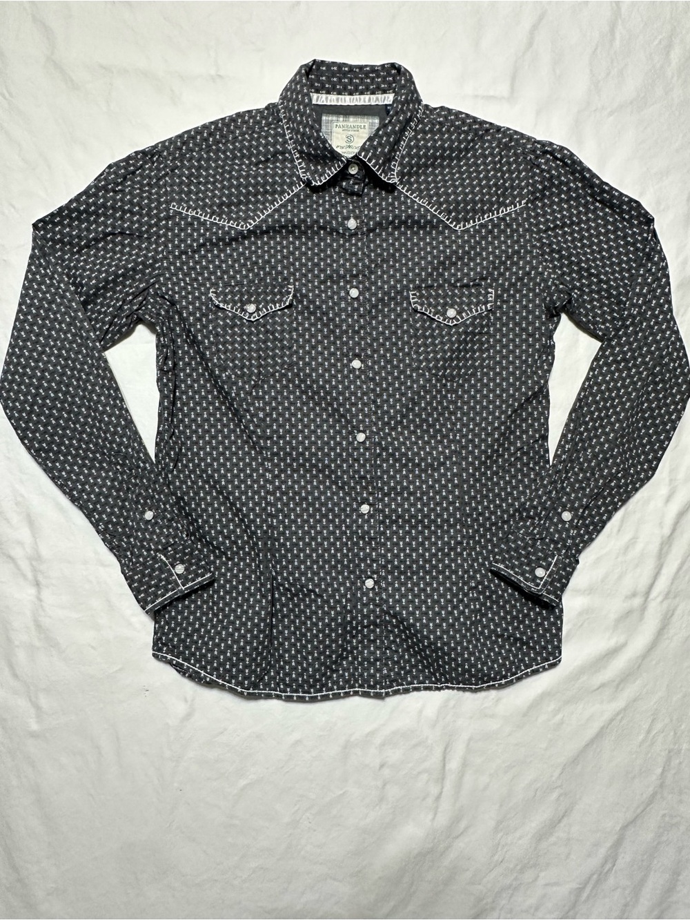 Panhandle Black Patterned Western-Style Button-Down Shirt